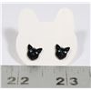 Image 1 : NEW RHINESTONE EYED BLACK CAT STUD EARRINGS