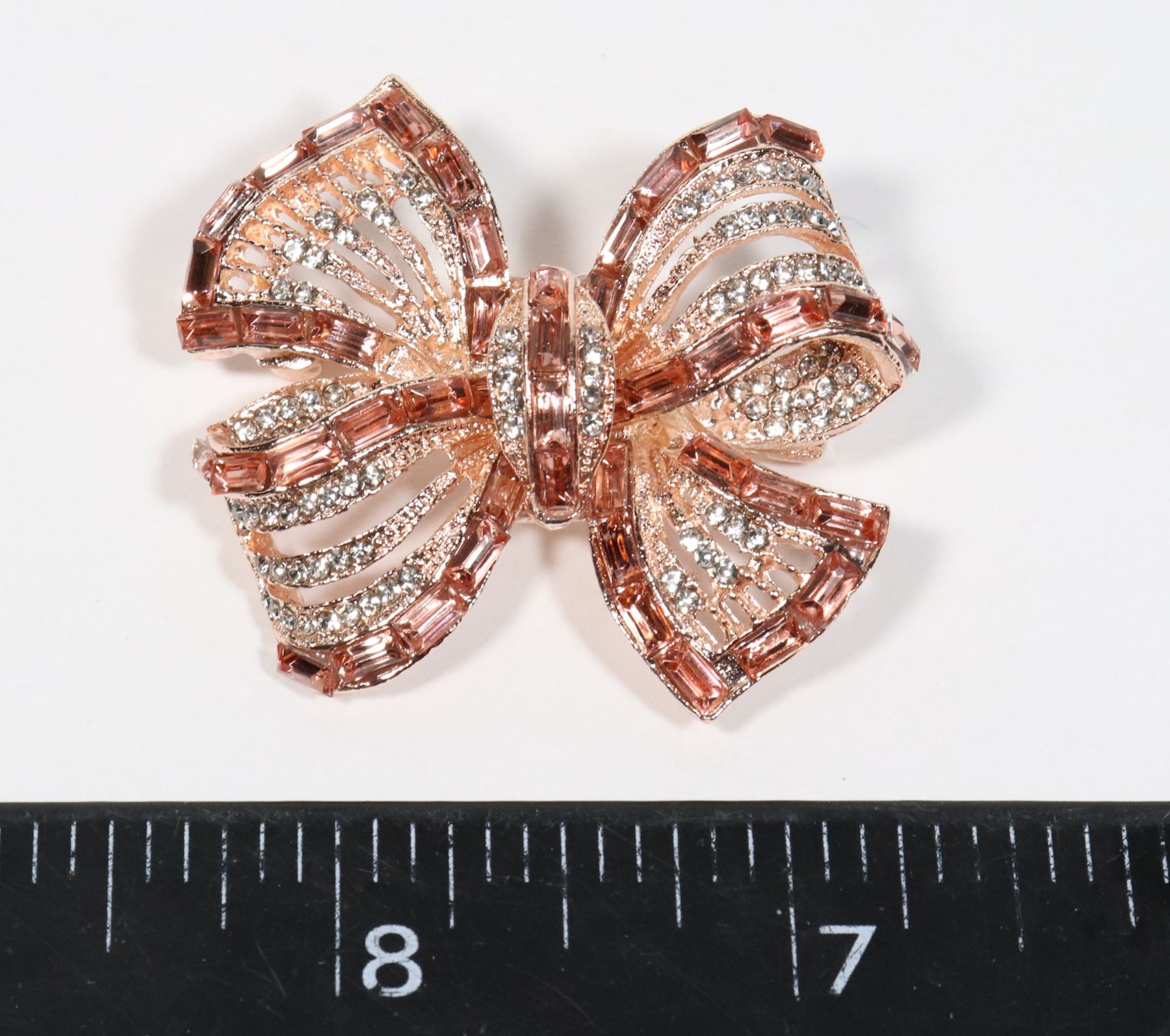 Pink Rhinestone Bow NEW ROSE GOLD TONE PINK RHINESTONE BOW BROOCH