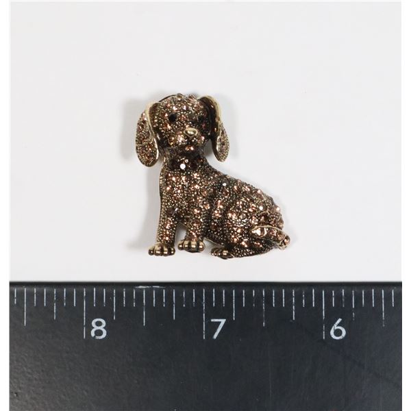 NEW ANTIQUE STYLE RHINESTONE DOG BROOCH