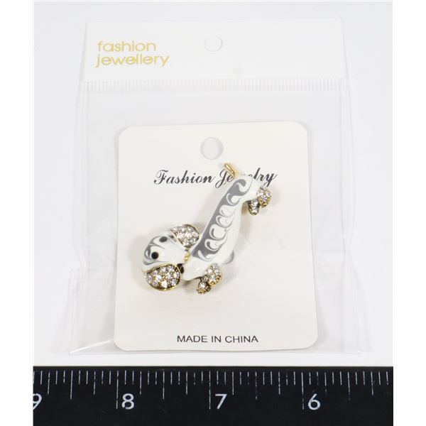 NEW RHINESTONE ACCENT DACHSHUND BROOCH