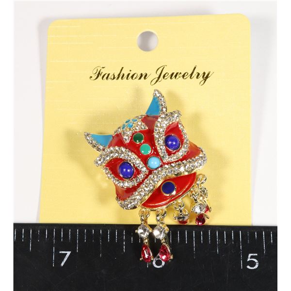 NEW "YEAR OF THE DRAGON" RHINESTONE BROOCH