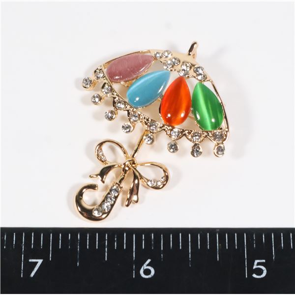 NEW RHINESTONE UMBRELLA BROOCH