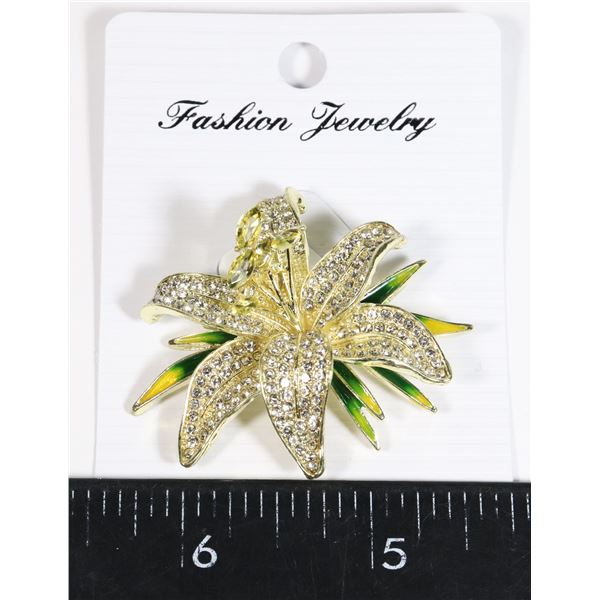 NEW LILY DESIGN RHINESTONE BROOCH