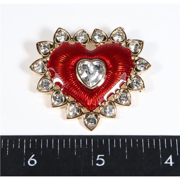 NEW RHINESTONE HEART BROOCH