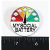 Image 1 : NEW SILVER TONE SOCIAL BATTERY METER LAPEL PIN