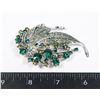 Image 1 : NEW GREEN RHINESTONE LEAF DESIGN BROOCH