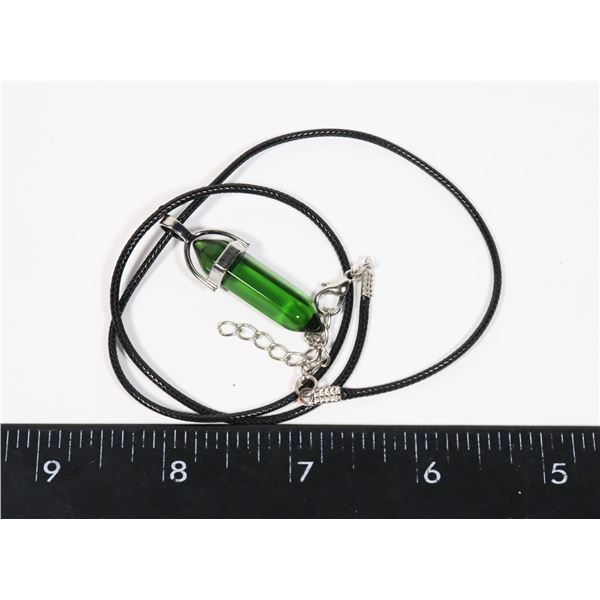 NEW SYNTHETIC CLEAR DARK GREEN HEXAGONAL STONE