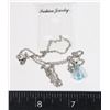 Image 1 : NEW BLUE ZIRCONIA TEAR DROP PENDANT AND CHAIN