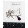 Image 1 : NEW PURPLE TEAR DROP PENDANT NECKLACE