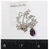 Image 2 : NEW PURPLE TEAR DROP PENDANT NECKLACE