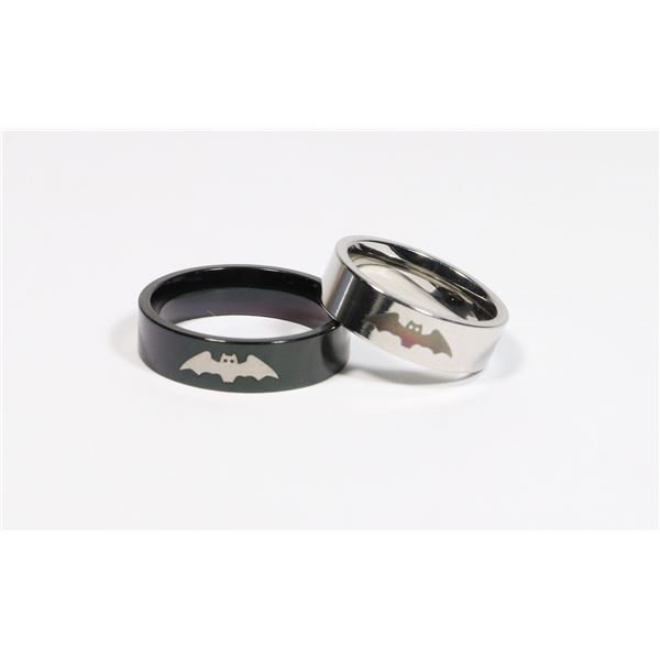 NEW BAT THEME COUPLES STAINLESS STEEL RINGS SIZE 7