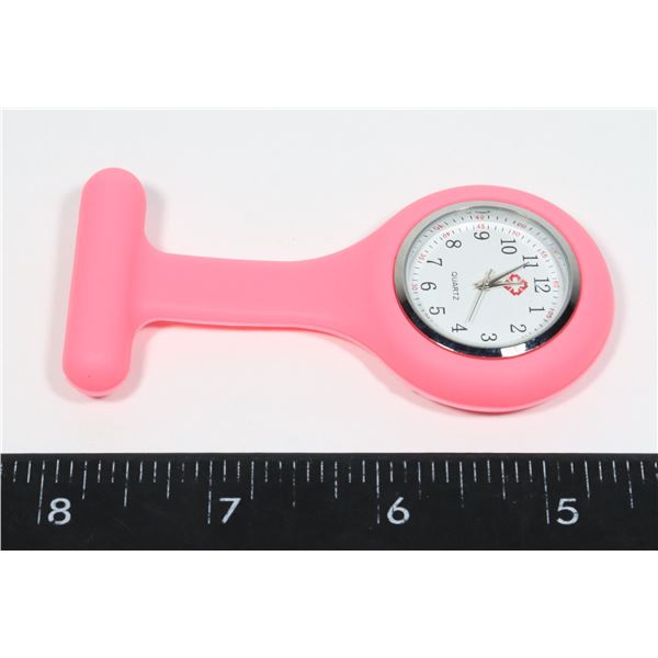 NEW PINK SILICONE NURSES WATCH WITH LOCKING