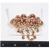 Image 1 : NEW GOLD TONE PEACH RHINESTONE TASSEL FRENCH CLIP