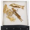 Image 1 : ESTATE LOT OF VARIOUS OLD PINS/BROOCHES GOLD TONE