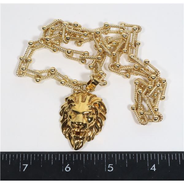 18K GOLD PLATED LION HEAD PENDANT WITH CHAIN