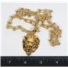 Image 1 : 18K GOLD PLATED LION HEAD PENDANT WITH CHAIN