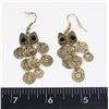 Image 1 : ANTIQUE GOLD TONE OWL DESIGN DROP EARRINGS.