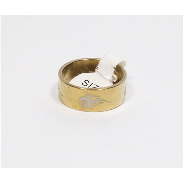 NEW GOLD TONE FLAME DESIGN 6.5 STAINLESS STEEL