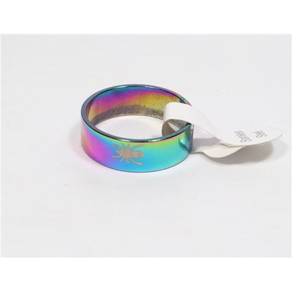 NEW SIZE 10 SPIDER THEME CHROME TONE STAINLESS