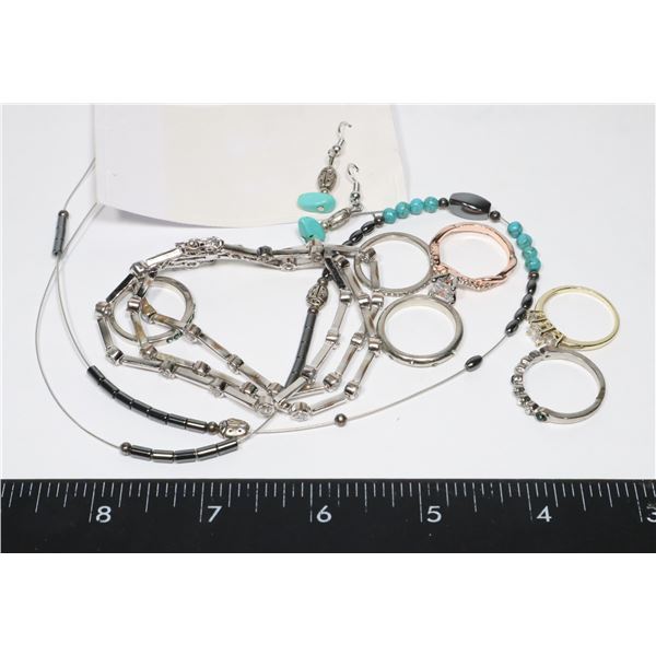 BUNDLE OF FASHION JEWELRY, RINGS, ECT