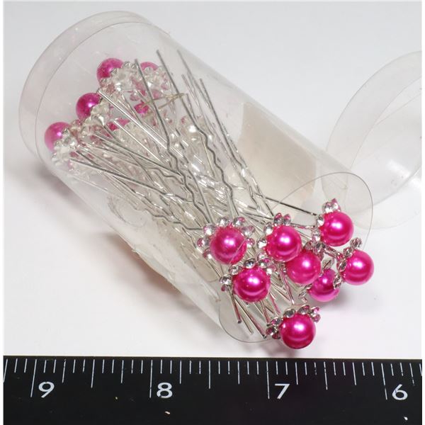 NEW FAUX PEARL AND RHINESTONE FLOWER HAIR PINS