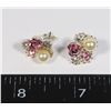 Image 1 : SILVER TONE AVON ROSE STUD EARRINGS. CLEAR