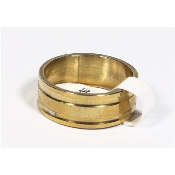 NEW GOLD TONE STRIPE DESIGN SIZE 6.5 STAINLESS