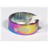 Image 1 : NEW OIL-SLICK TONE HEART DESIGN SIZE 6.5 STAINLESS