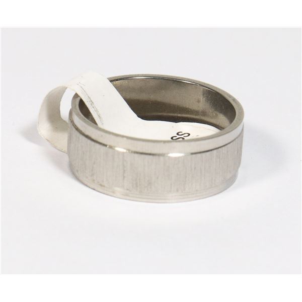 NEW SILVER TONE ETCHED SIZE 6.5 STAINLESS STEEL