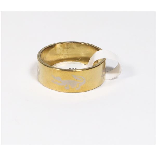 NEW GOLD TONE CROCODILE DESIGN SIZE 7.75 STAINLESS