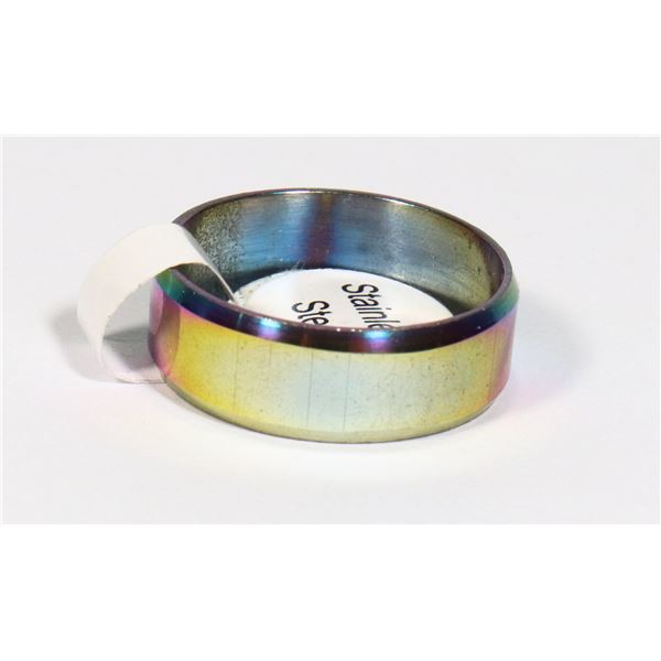 NEW OIL-SLICK TONE SIZE 9 STAINLESS STEEL RING