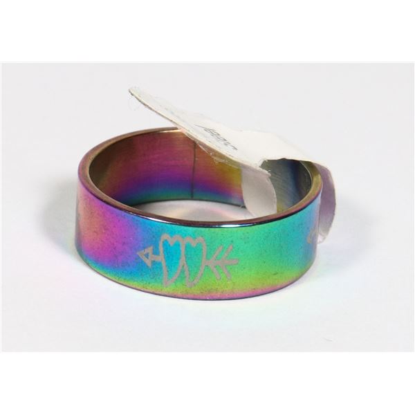 NEW OIL-SLICK TONE HEART AND ARROW DESIGN SIZE 9