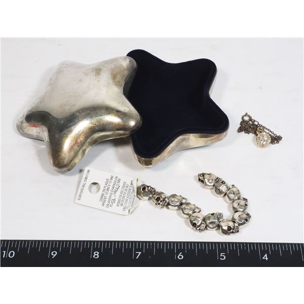 SILVER PLATED STAR SHAPE JEWELRY CONTAINER SOLD