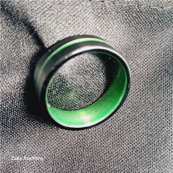 Size # Tungsten Ring, Grooved Green & Black *No Engraving