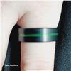 Image 2 : Size # Tungsten Ring, Grooved Green & Black *No Engraving