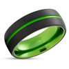 Image 3 : Size # Tungsten Ring, Grooved Green & Black *No Engraving