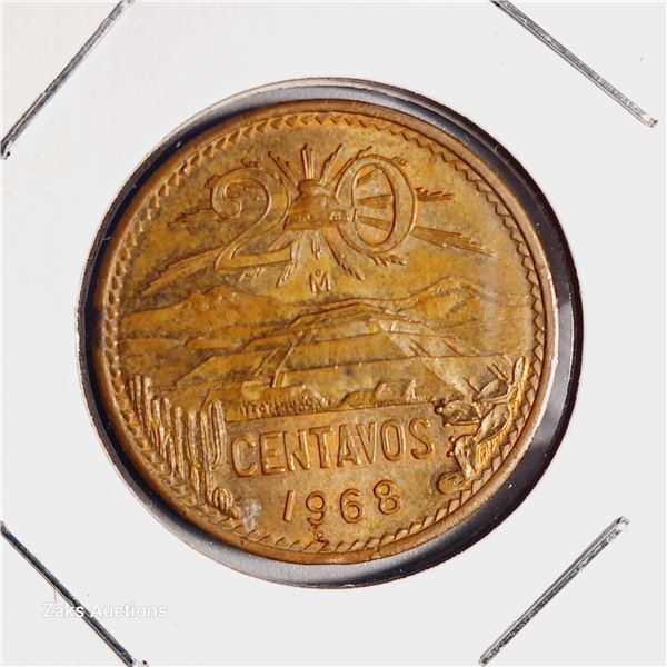 1968 Mexico 20 Centavos Coin