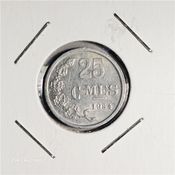1954 Luxembourg 25 Centimes Coin