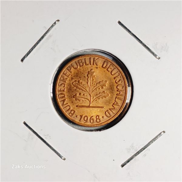 1968 Germany 2 Pfennig Coin