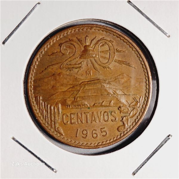 1965 Mexico 20 Centavos Coin