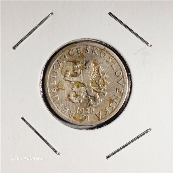 1928 Czechoslovakia 1 Koruna Coin