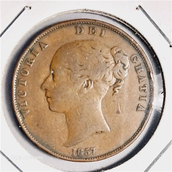 1857 United Kingdom Victoria 1 Cent Coin