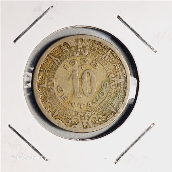1938 Mexico 10 Centavos Coin