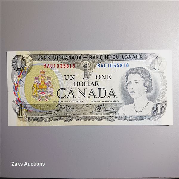 UNC 1973 Bank of Canada $1 Dollar Banknote
