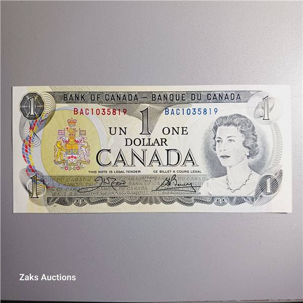 UNC 1973 Bank of Canada $1 Dollar Banknote