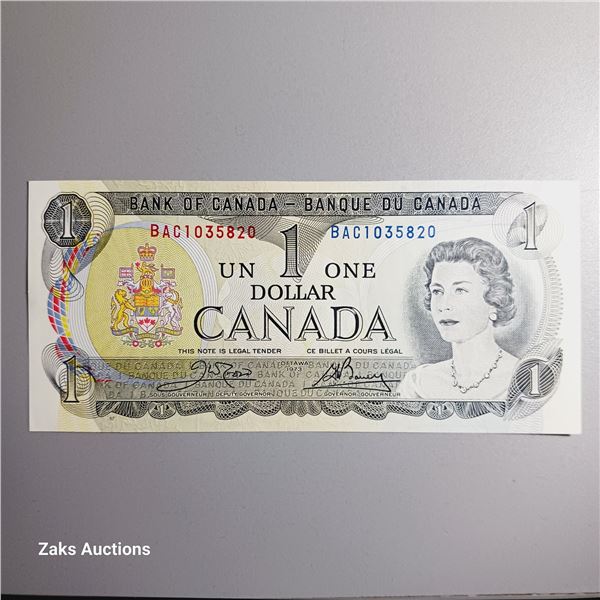 UNC 1973 Bank of Canada $1 Dollar Banknote