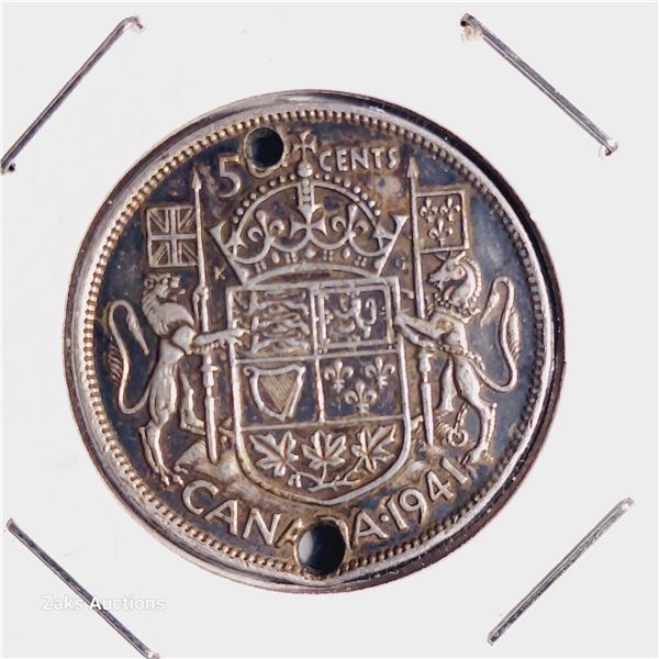 1941 Canada 50 Cent Coin - .800 silver