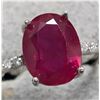 Image 1 : 14K WHITE GOLD 2G NATURAL RUBY 1.6CT & LAB DIAMOND 0.06CT  RING (~SIZE 6.5)