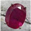 Image 2 : 14K WHITE GOLD 2G NATURAL RUBY 1.6CT & LAB DIAMOND 0.06CT  RING (~SIZE 6.5)