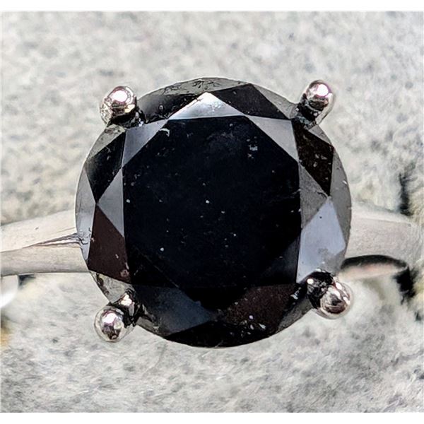 14K WHITE GOLD 2.07G BLACK DIAMOND 2.5CT  RING (~SIZE 5.75)